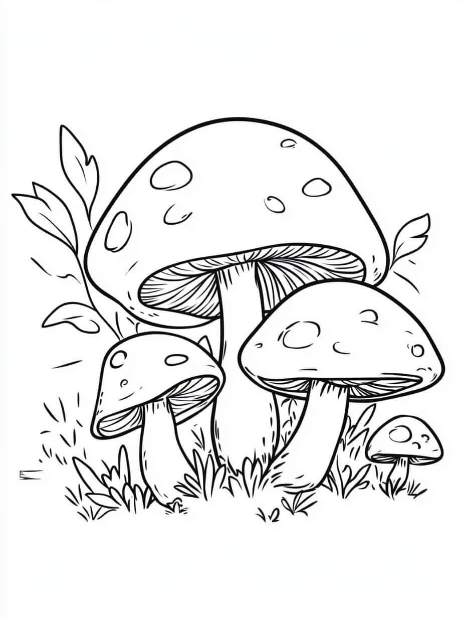 Een Groep Van Paddestoelen Kleurplaten