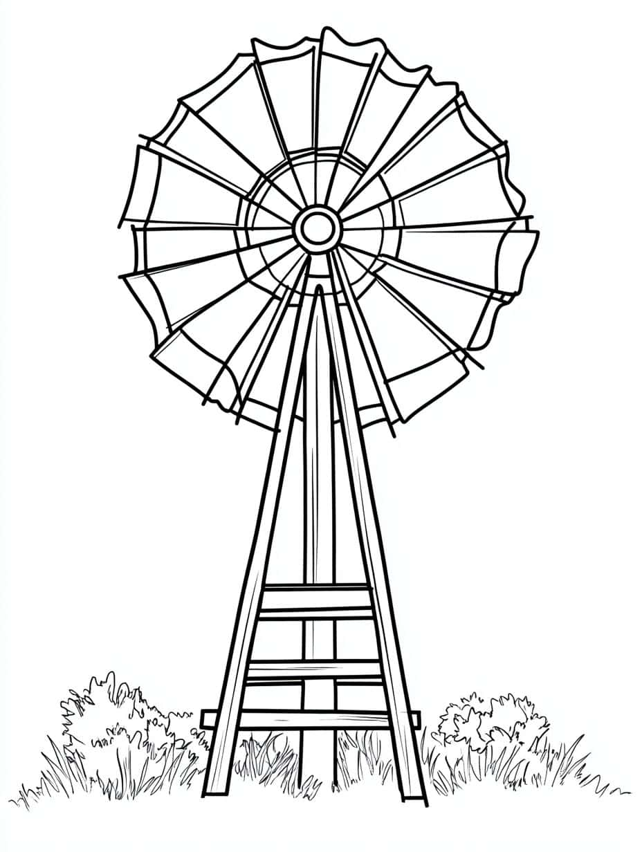 Een Windmolen Die In De Wind Draait Kleurplaten