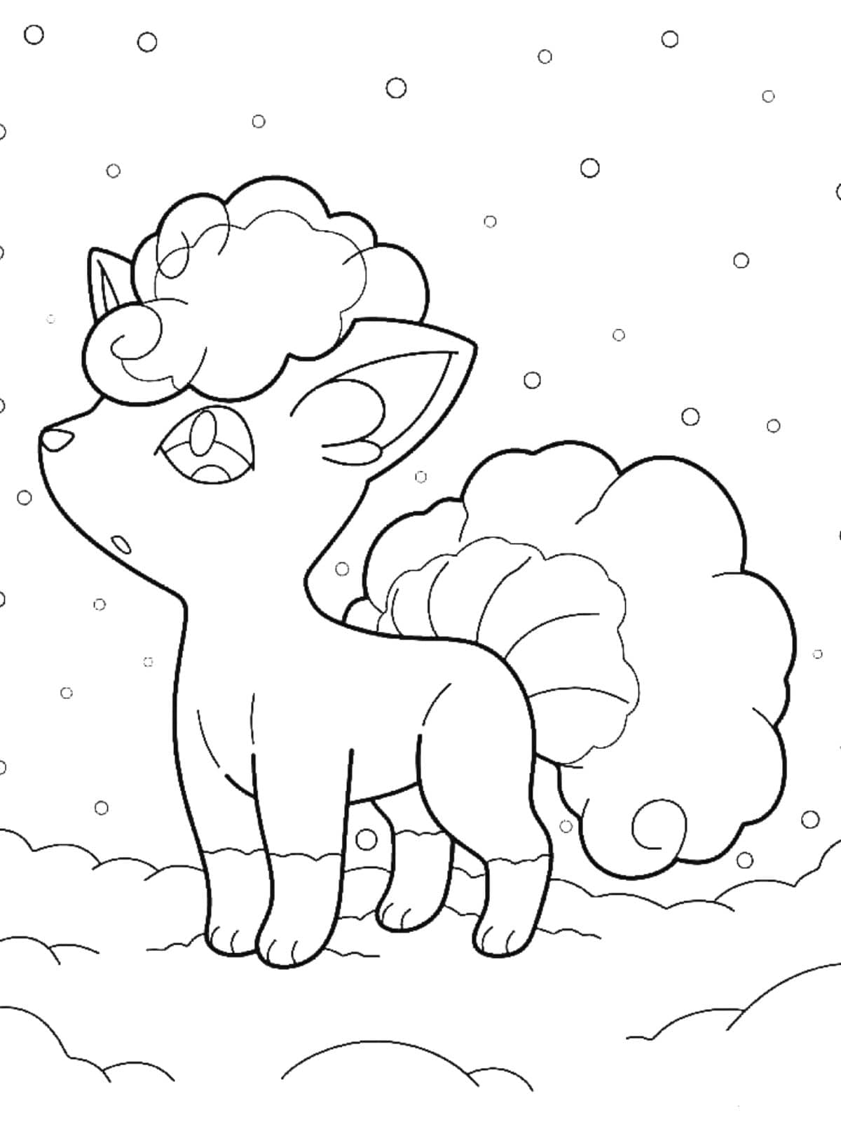 Kawaii Alolan Vulpix In De Sneeuw Kleurplaat