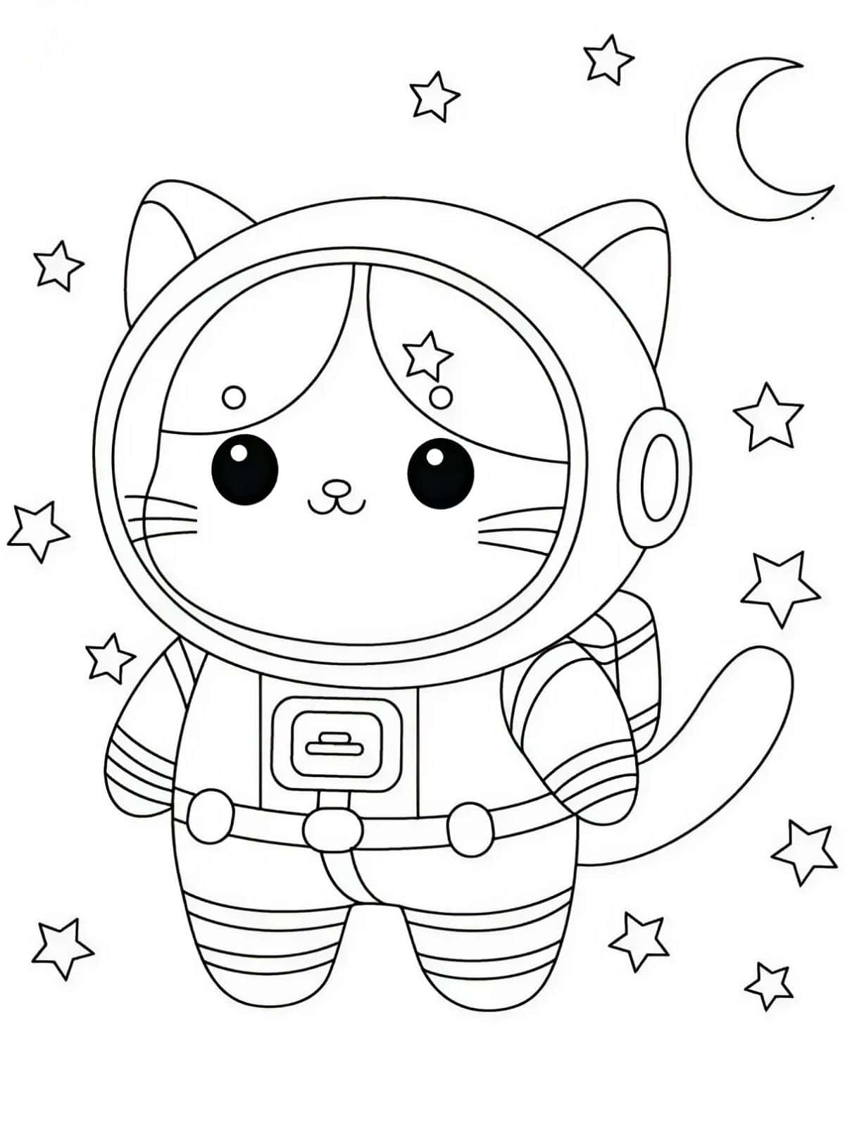 Kleurplaat Van Een Kat In Een Astronautenpak