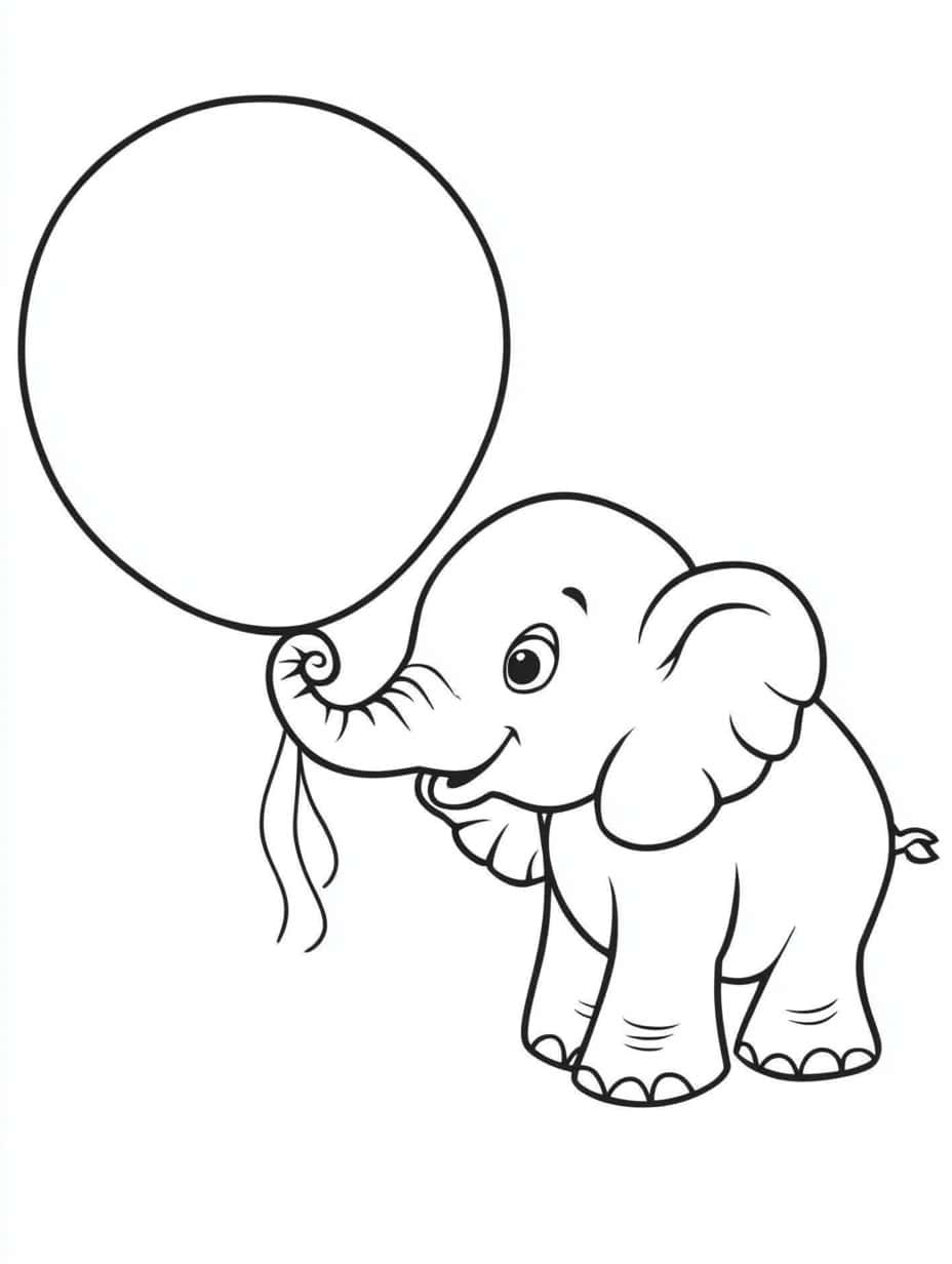 Kleurplaat Van Olifant Die Een Ballon Vasthoudt