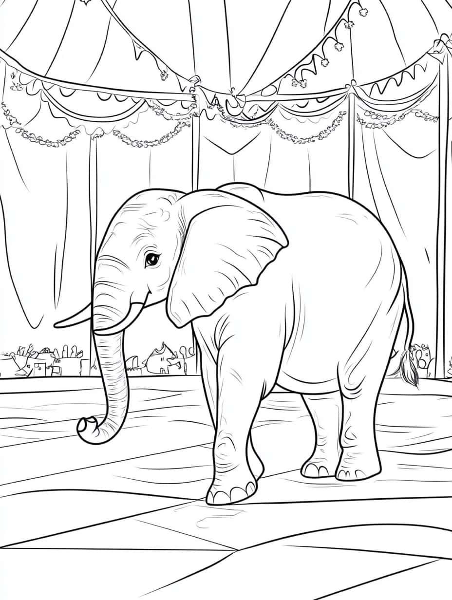 Kleurplaat Van Olifant In Circus