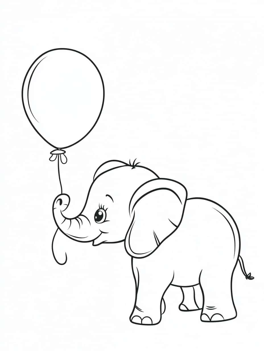 Kleurplaten Van Olifant Die Een Ballon Vasthoudt