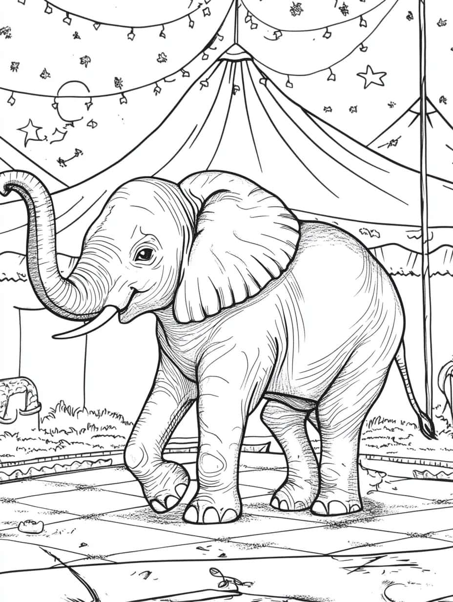 Kleurplaten Van Olifant In Circus