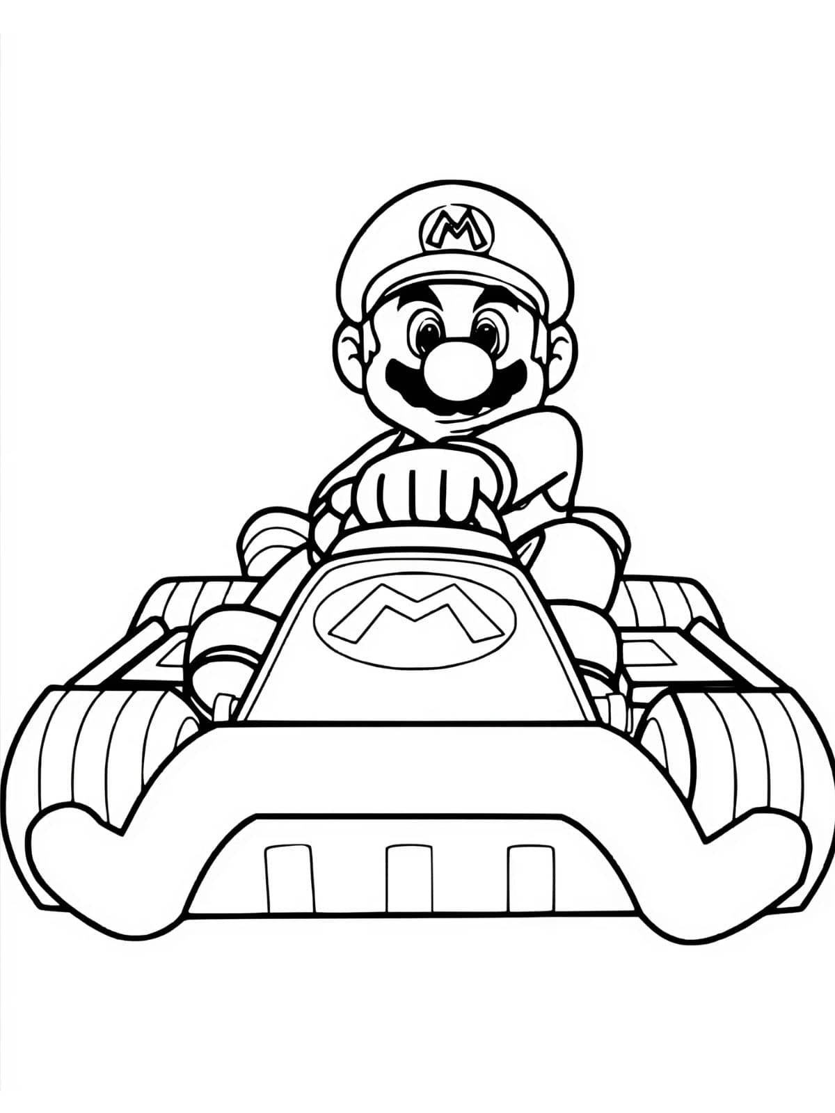 Lachende Super Mario In Kart Kleurplaat