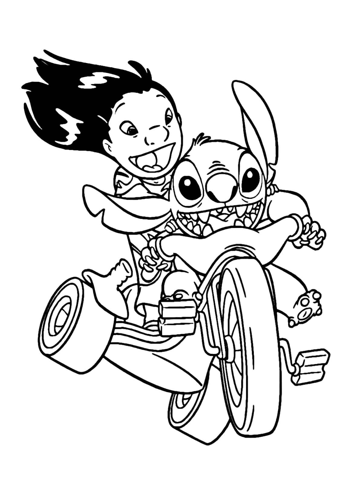 Lilo En Stitch Run Fiets Kleurplaat