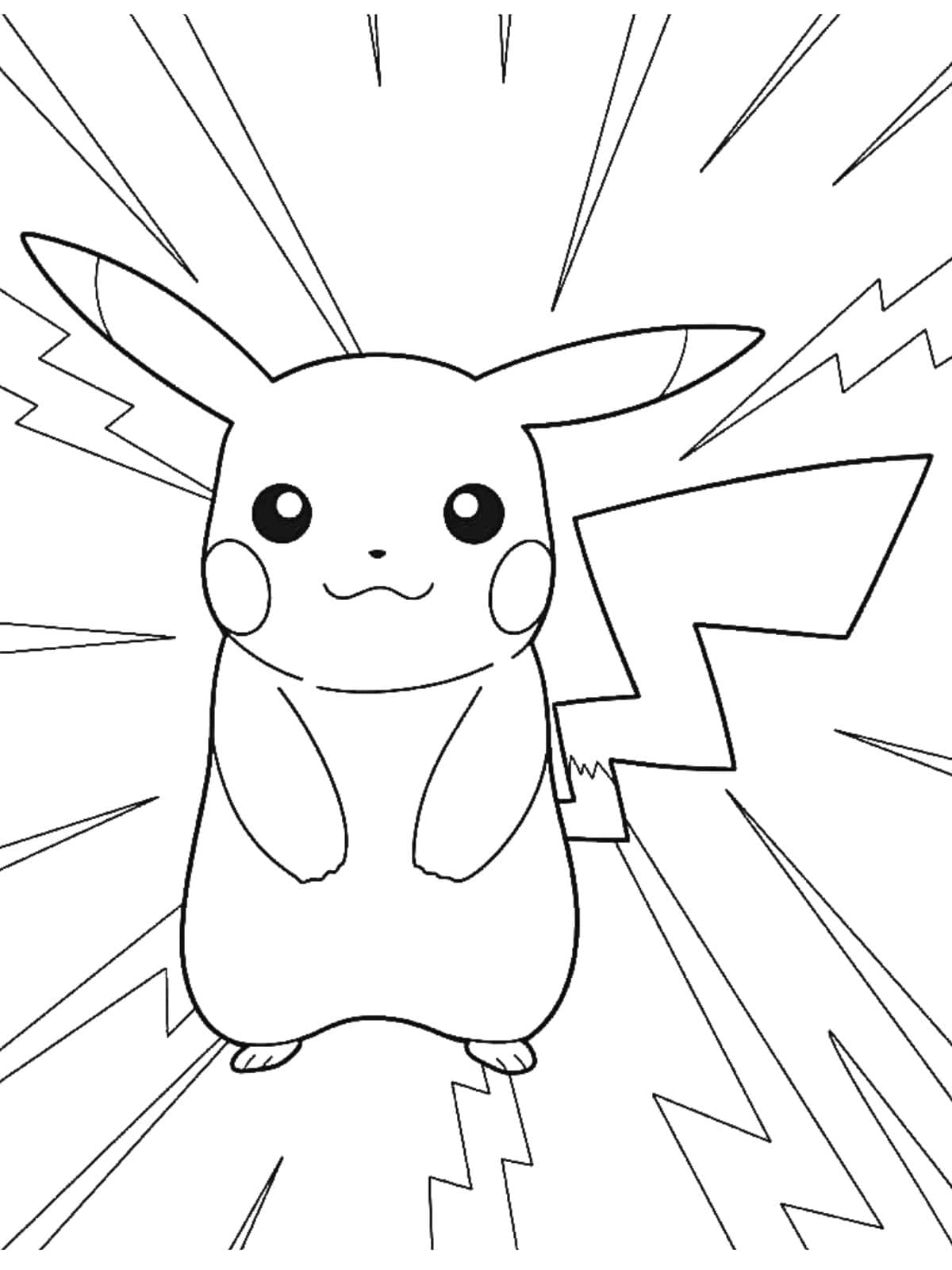 Makkelijke Pikachu Met Elektriciteit Kleurplaat