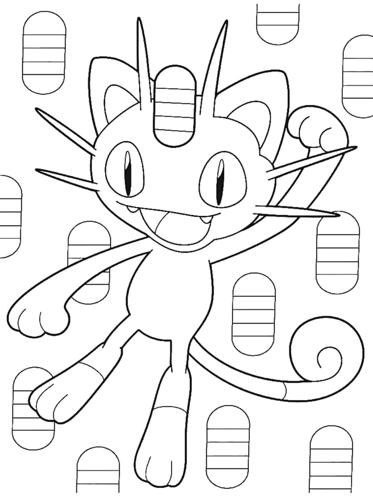 Meowth Met Poot Omhoog Kleurplaat