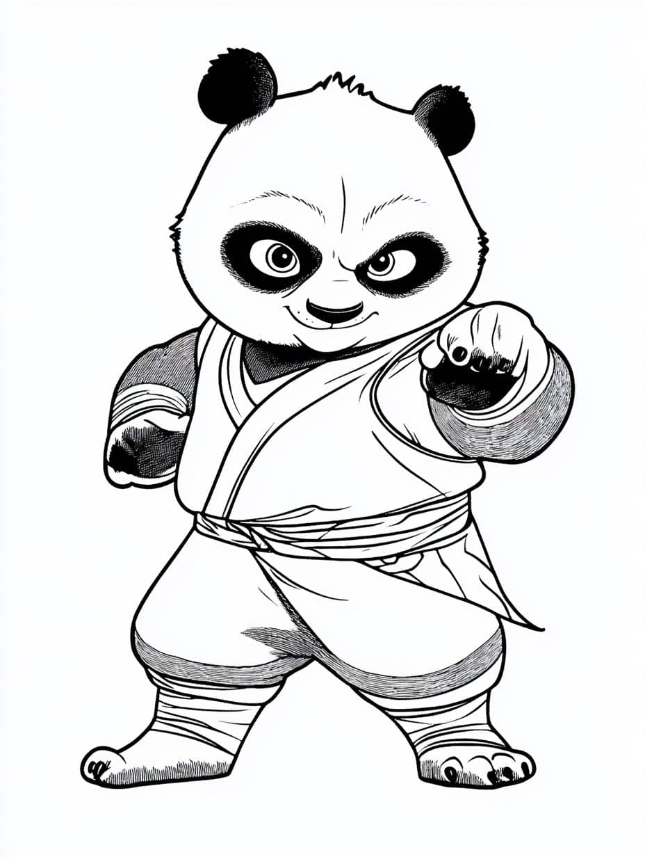 Panda Kungfu Fist Kleurplaat