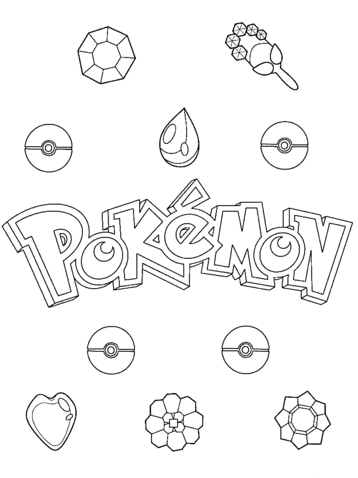 Pokemon Logo Met Badges Kleurplaat