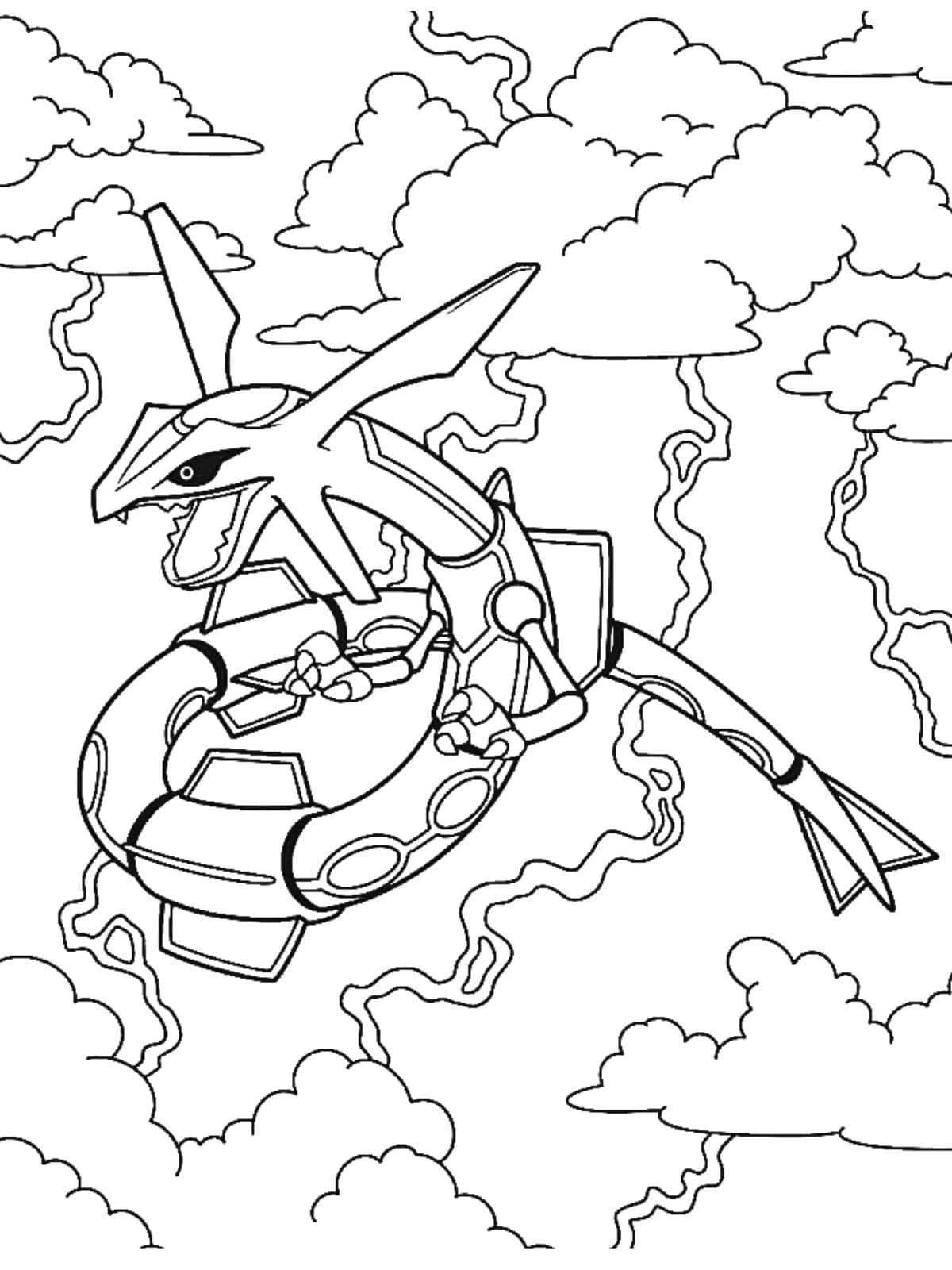 Pokemon Rayquaza In The Sky Kleurplaat