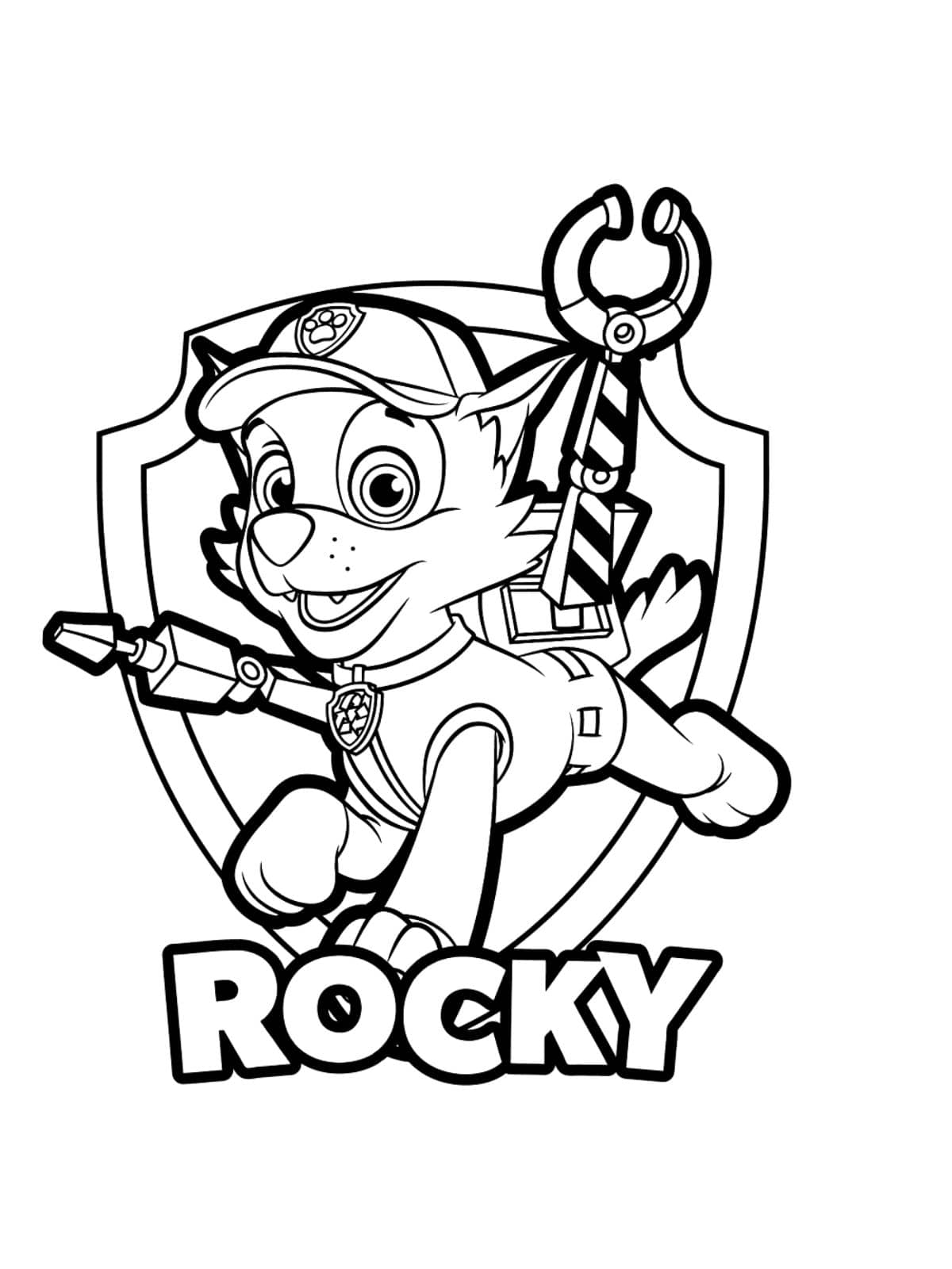 Rocky Met Badge Paw Patrol Kleurplaat