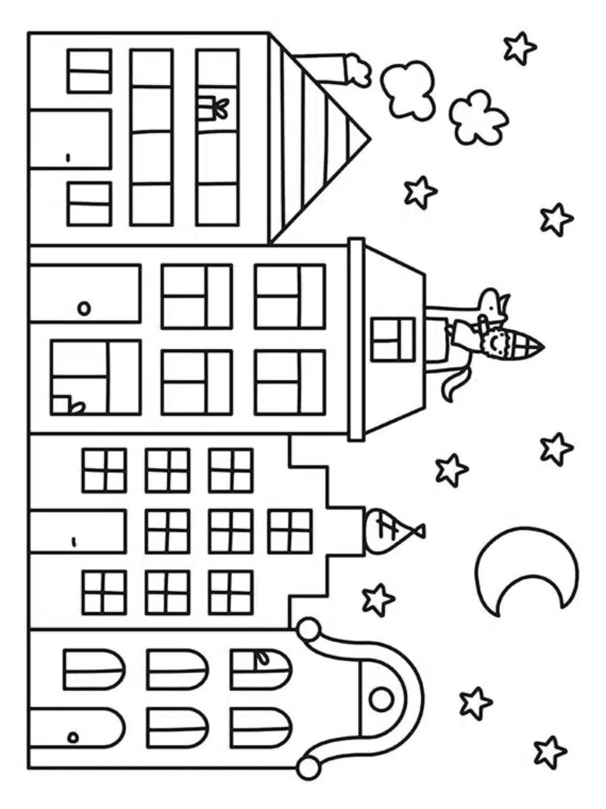 Sinterklaas Op Het Dak Kleurplaat