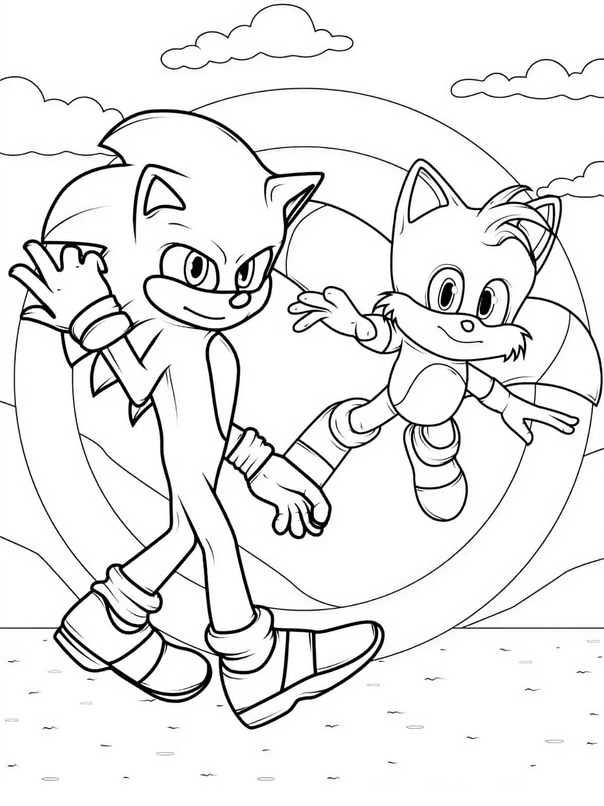 Sonic And Tail Walk Samen Kleuplaat Voor Kinderen