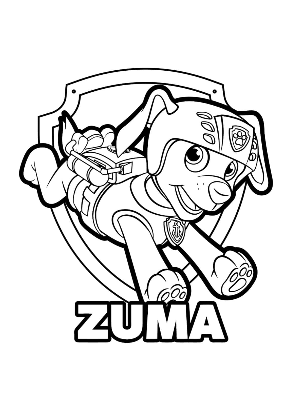 Zuma Met Badge Paw Patrol Kleurplaat