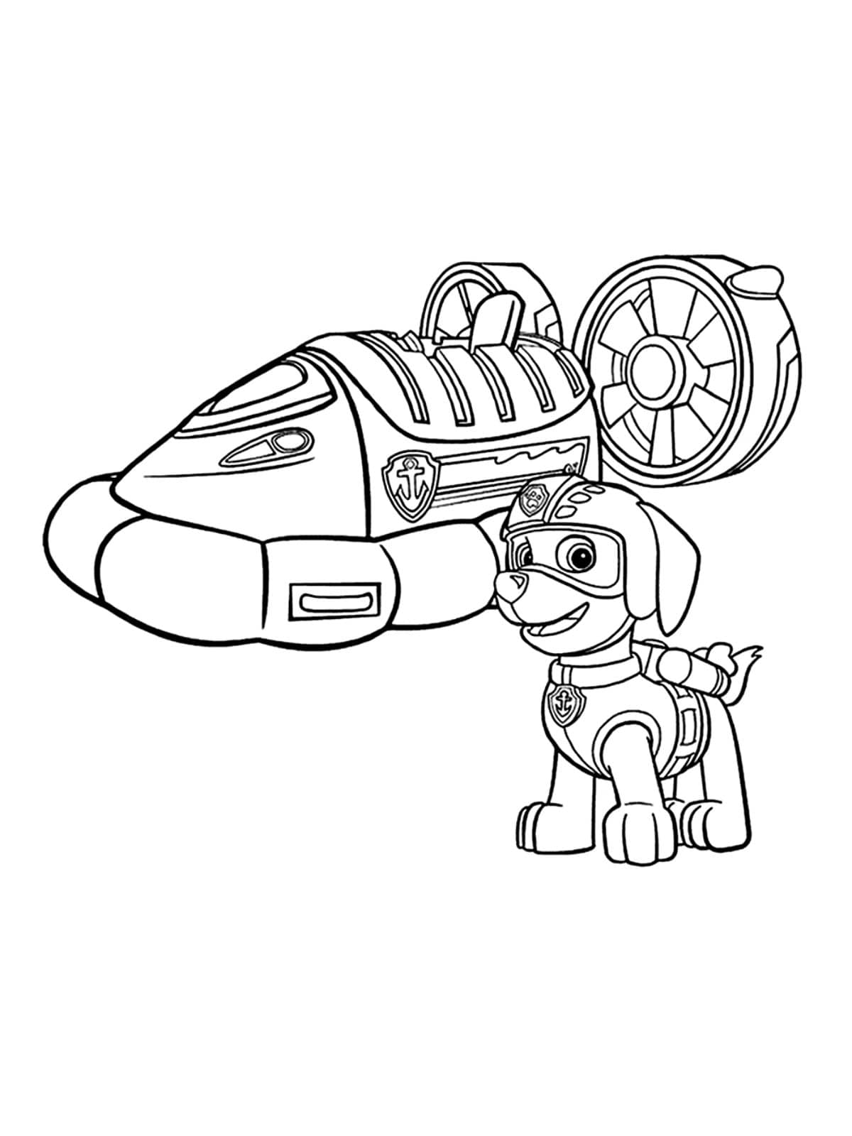 Zumas Hovercraft Paw Patrol Kleurplaat