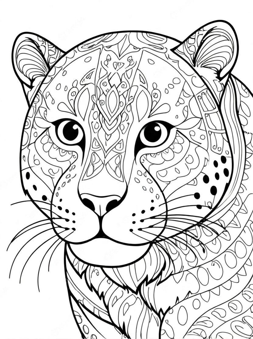 Abstracte Geometrische Jaguar Kleurplaat