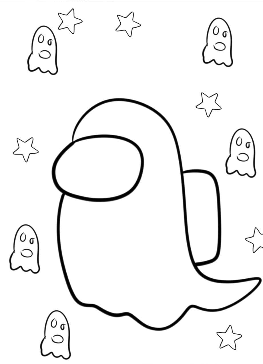 Among Us Ghost Coloring Page