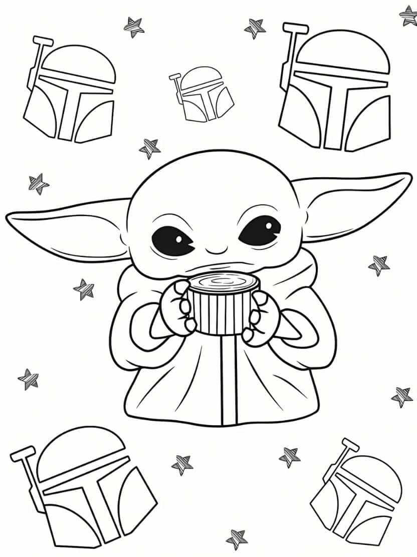 Baby Yoda Kleurplaten Met Cadeau