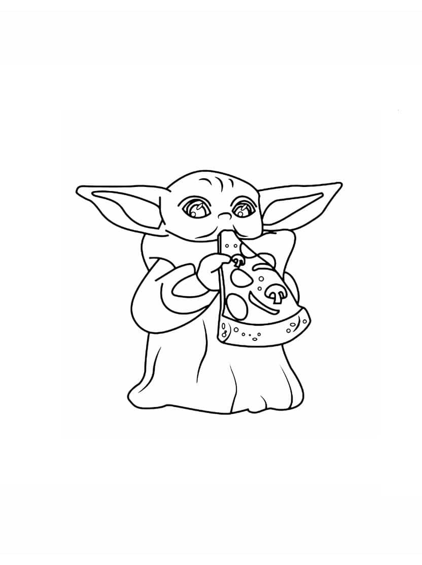 Baby Yoda Kleurplaten Pizza Eten