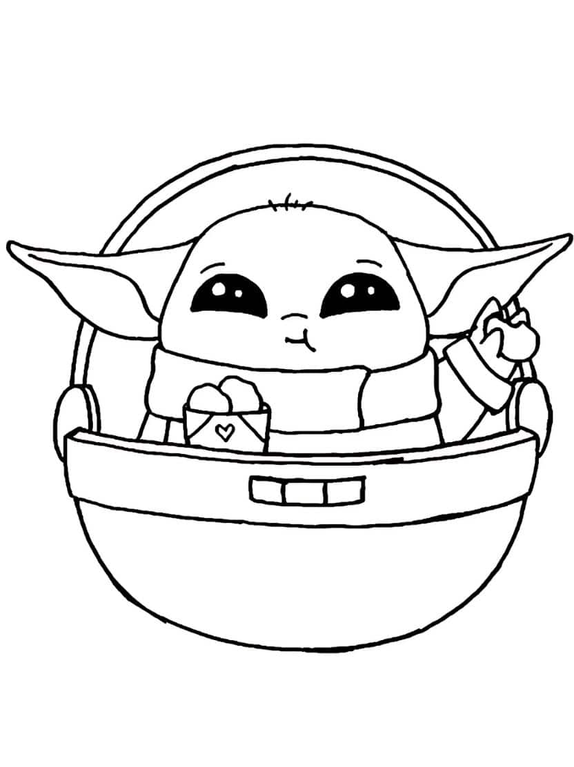 Baby Yoda Kleurplaten Vrolijk