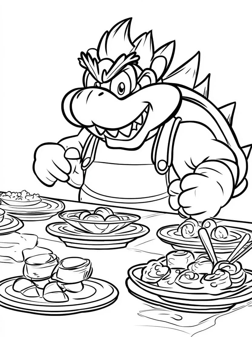 Bowser Aan Het Eten Kleurplaten