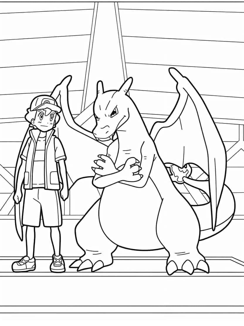 Charizard En Ash Ketchum Kleurplaten