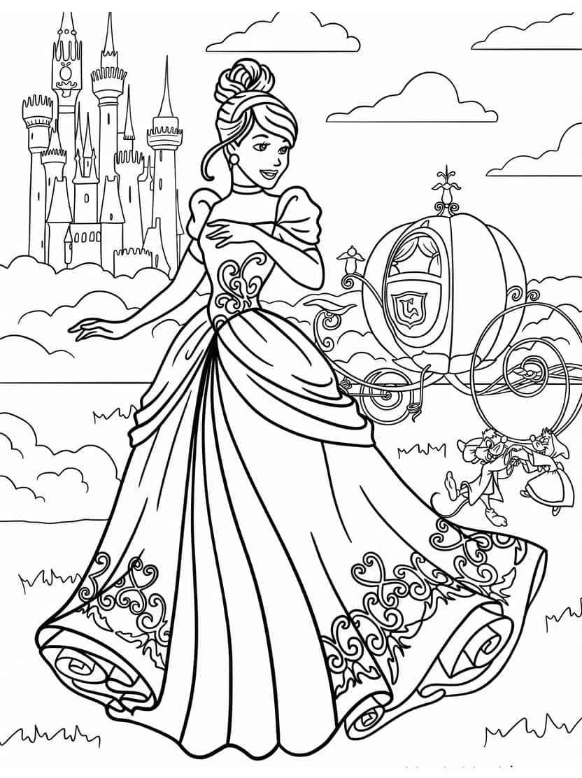 Detailed Cinderella Kleurplaat Disney Prinses