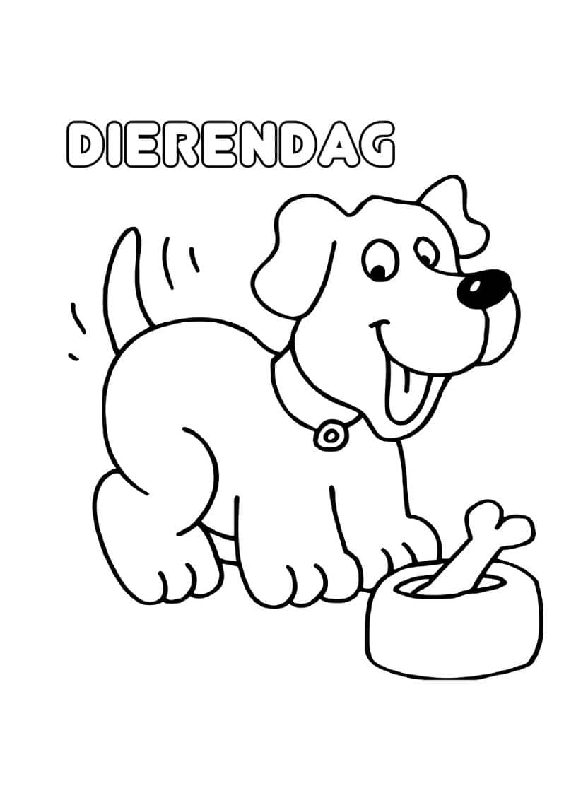 Dierendag Kleurplaat Schattige Puppy