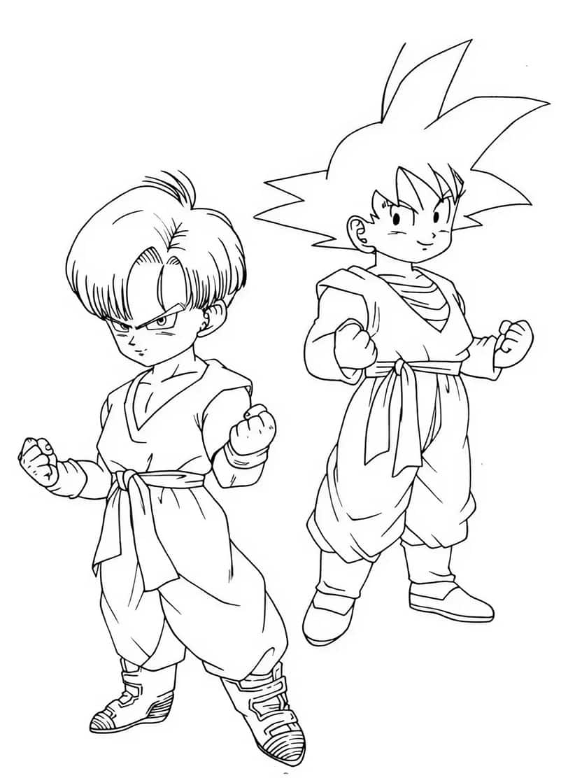 Dragon Ball Z Trunks En Goku Chibi Kleurplaten