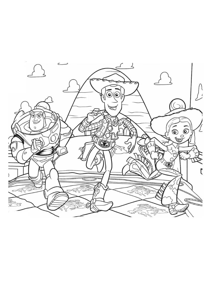 Drie Personages Toy Story Kleurplaat Gratis