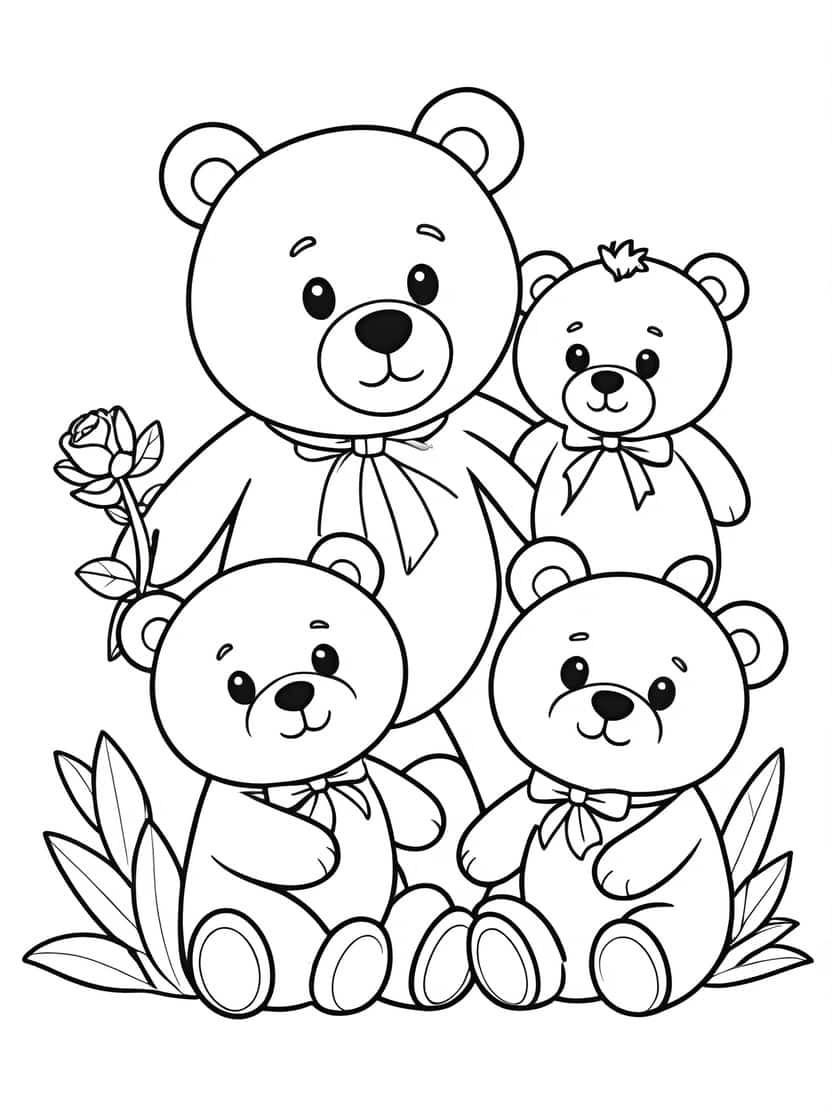 Familie Teddybeer Kleurplaten