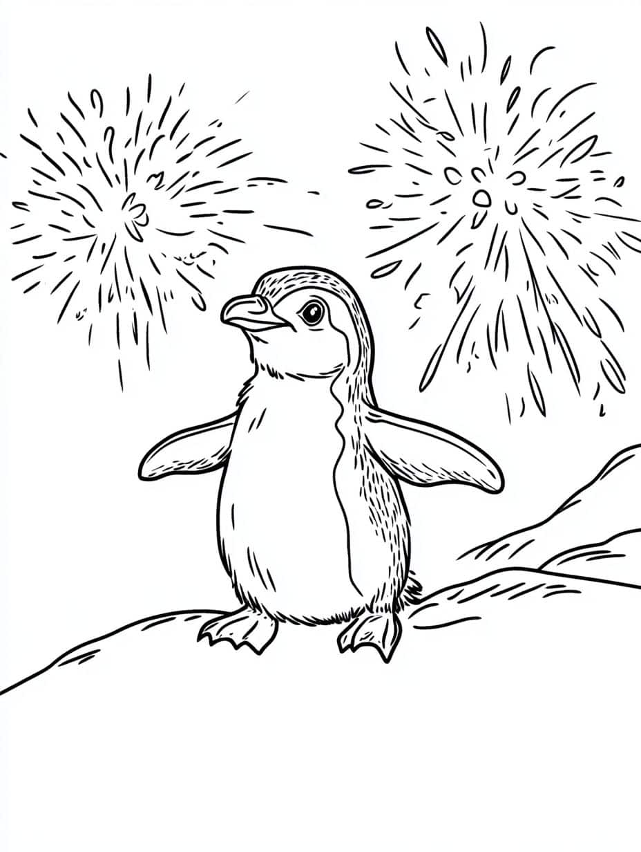 Feestelijke Pinguin Kleurplaat