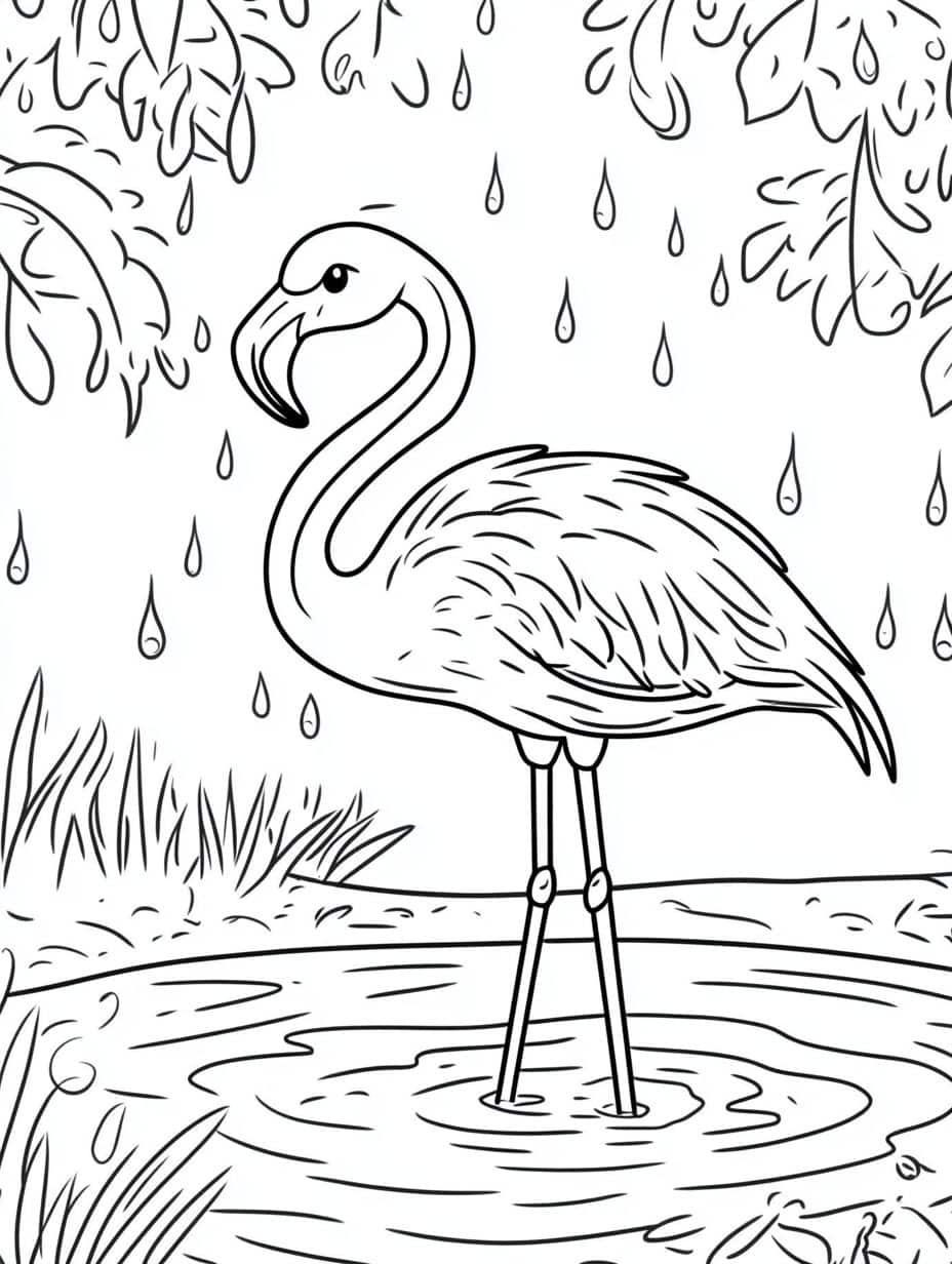 Flamingo Kleurplaten Shower Rain