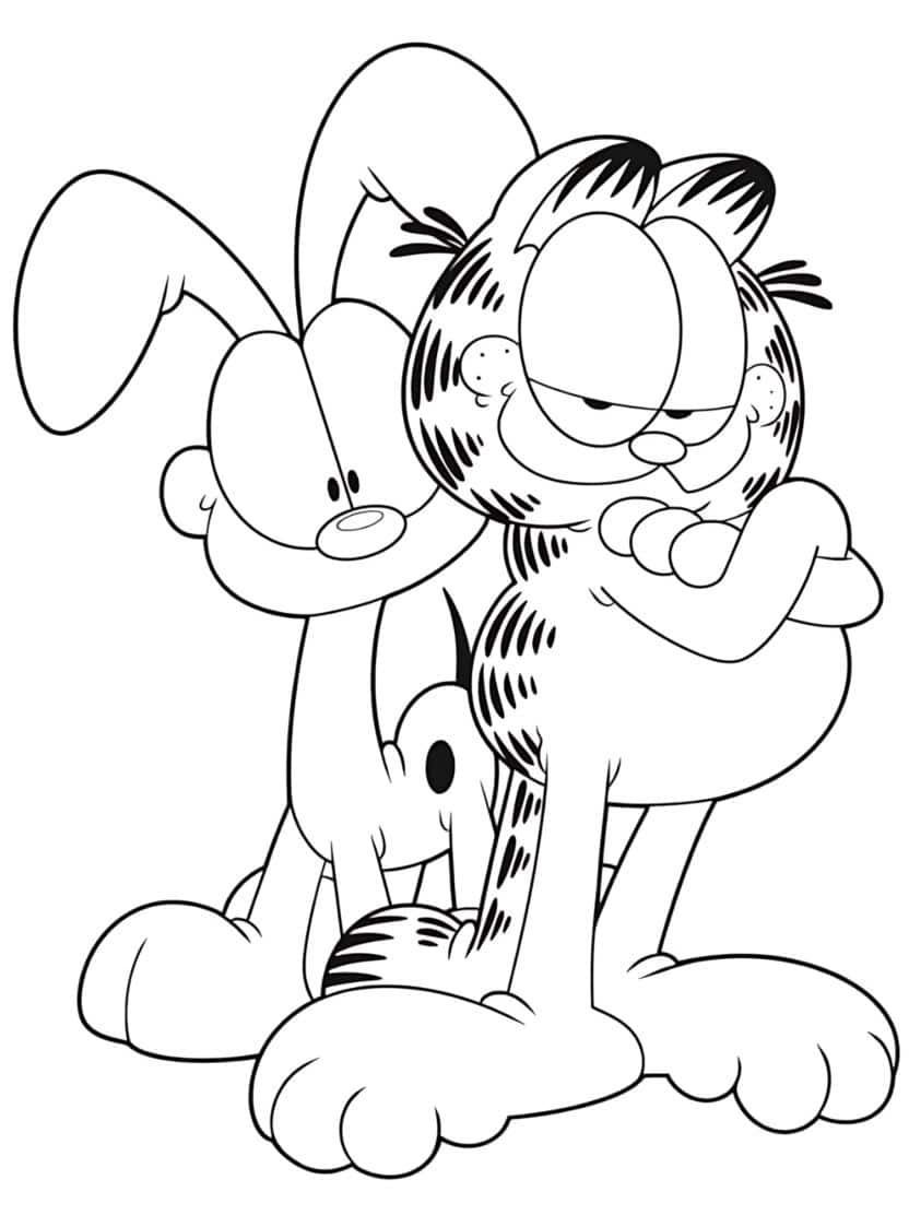 Garfield En Odie Kleurplaat Voor Kinderen