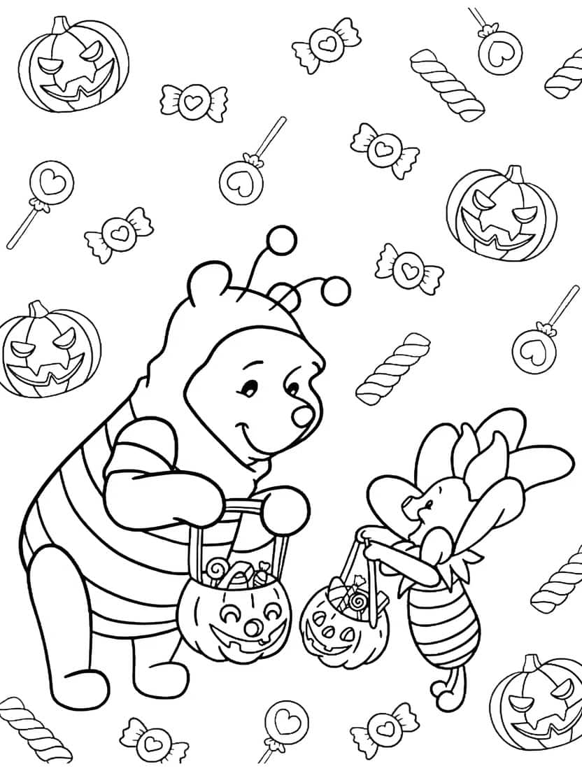 Halloween Trick Or Treat Kleurplaat Winnie The Pooh