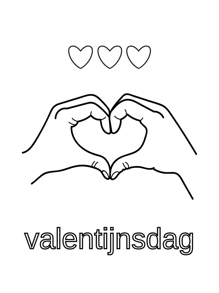 Handvormig Hart Kleurplaat Valentijnsdag