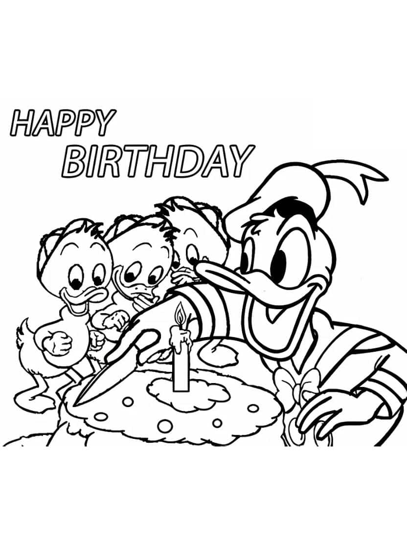 Happy Birthday Donald Duck Kleurplaten