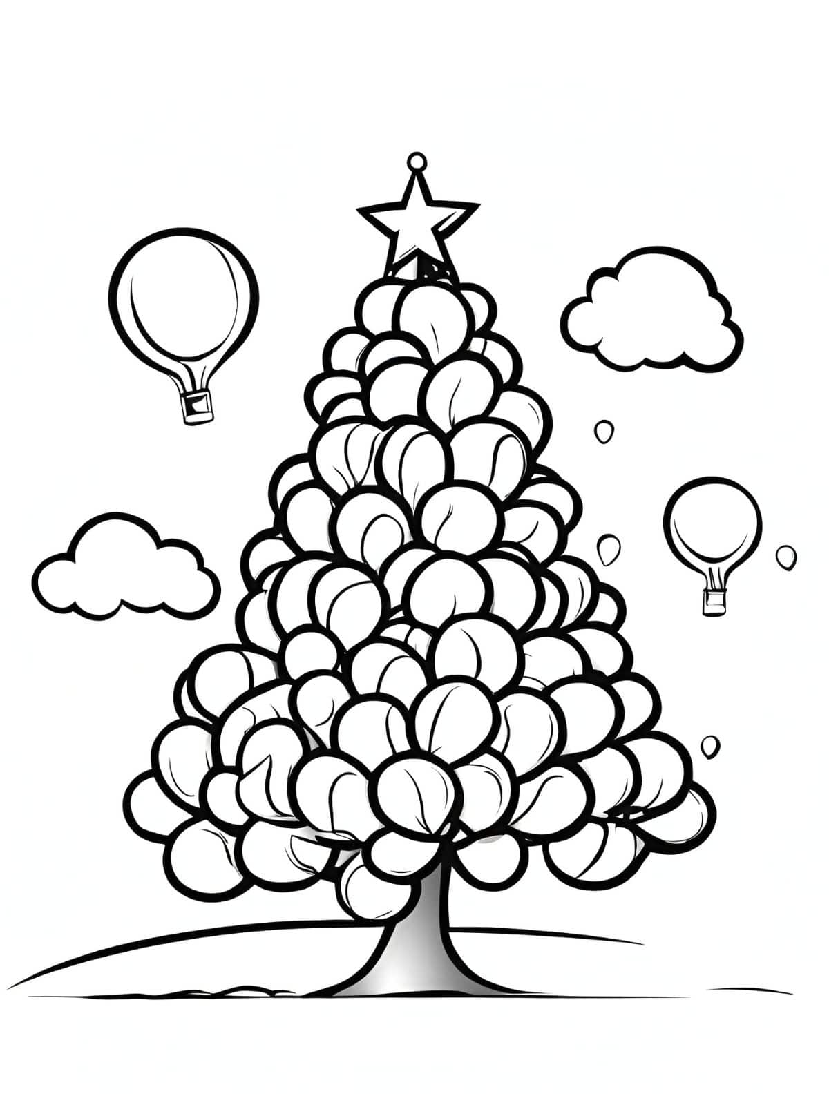 Kerstboom Met Ballonnen Kleurplaat