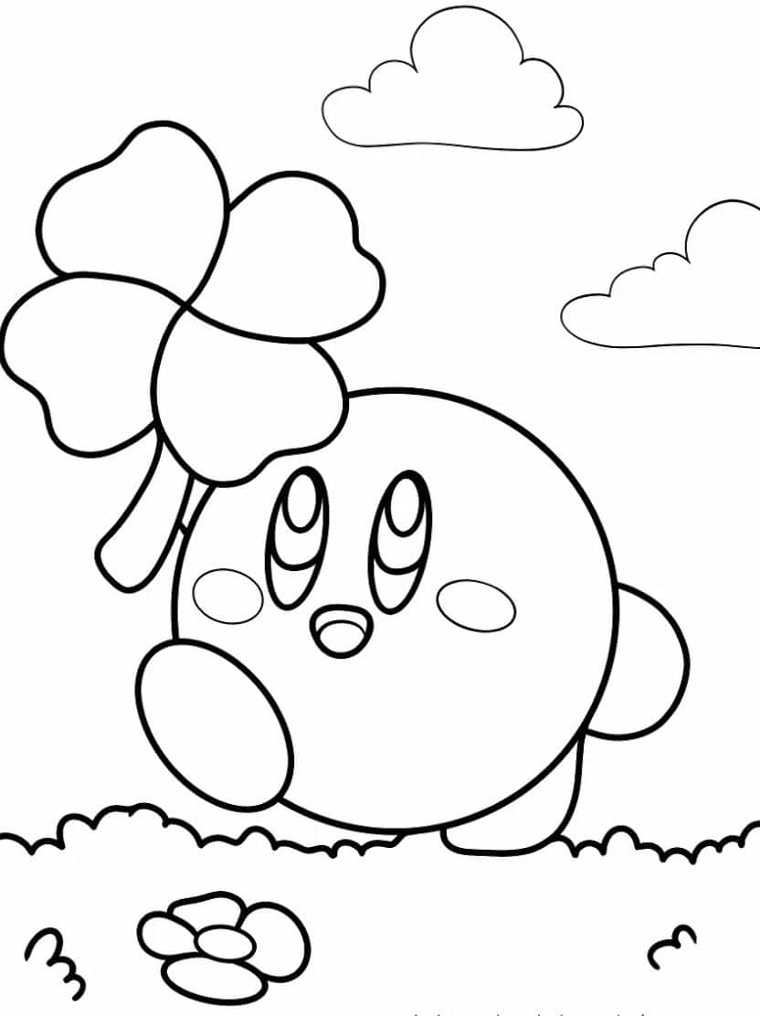 Kirby Met Een Klavertje Vier Kleurplaten