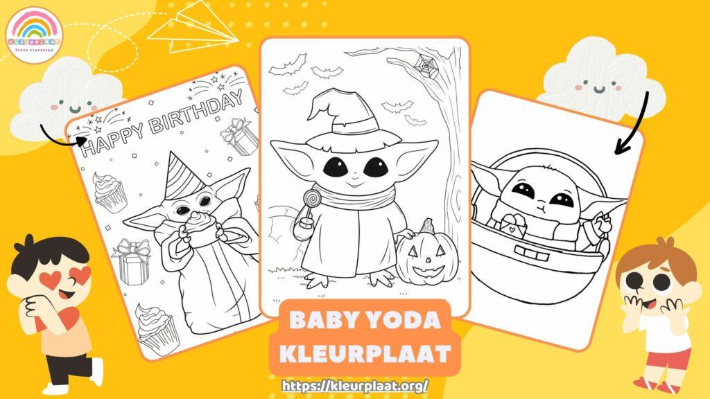 Kleurplaat Baby Yoda