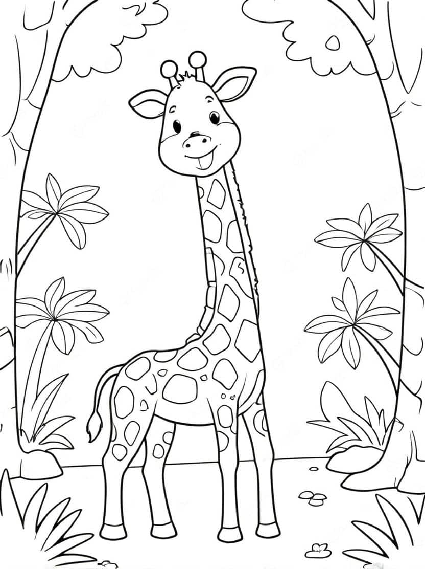 Kleurplaat Giraffe Voor Kinderen