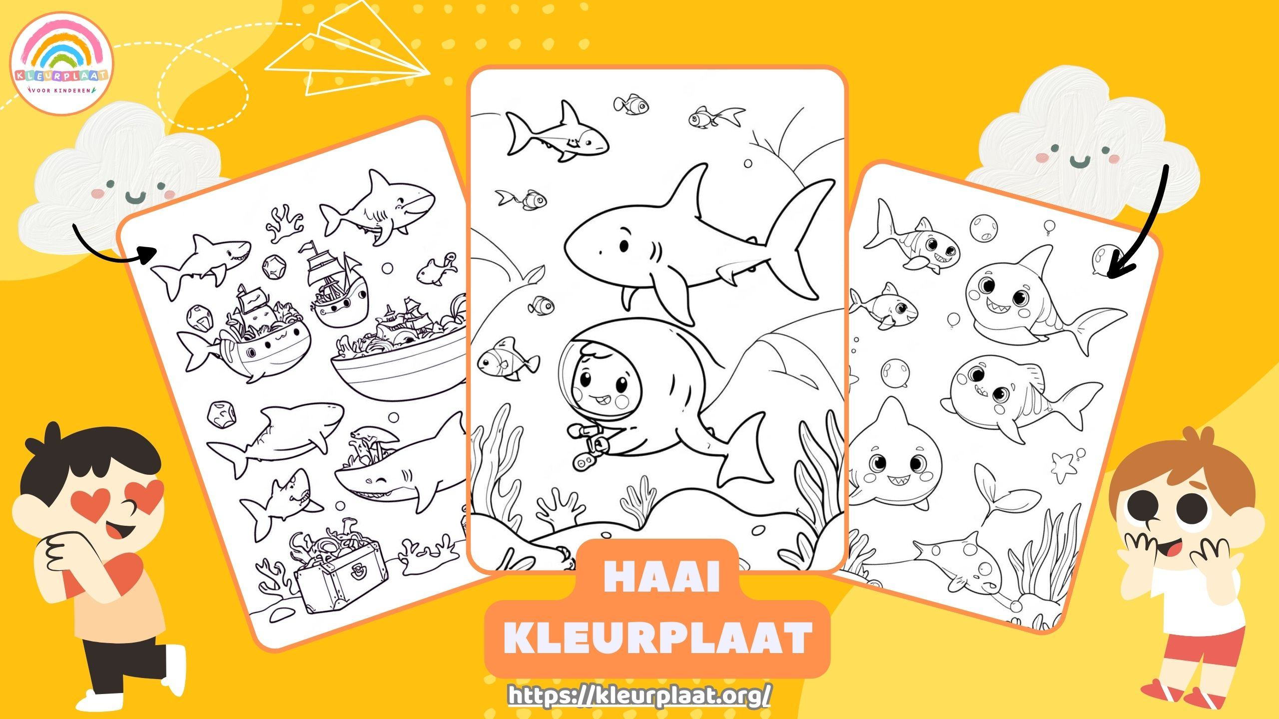 Kleurplaat Haai Poster