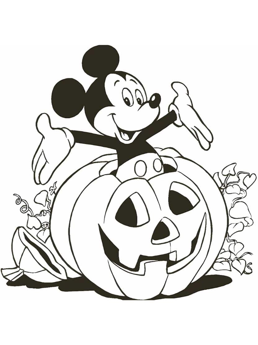 Kleurplaat Halloween Pompoen Disney