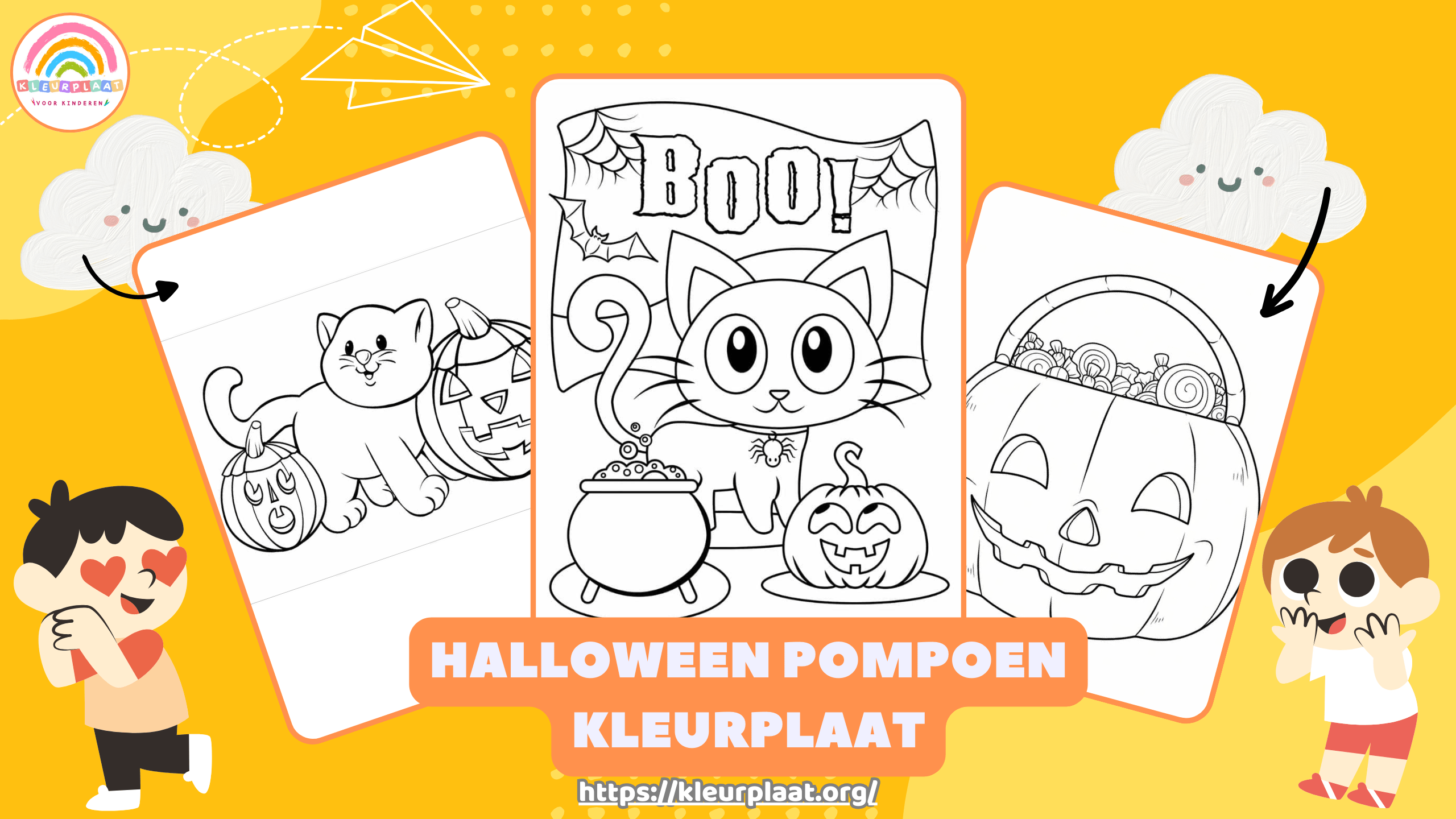 Kleurplaat Halloween Pompoen