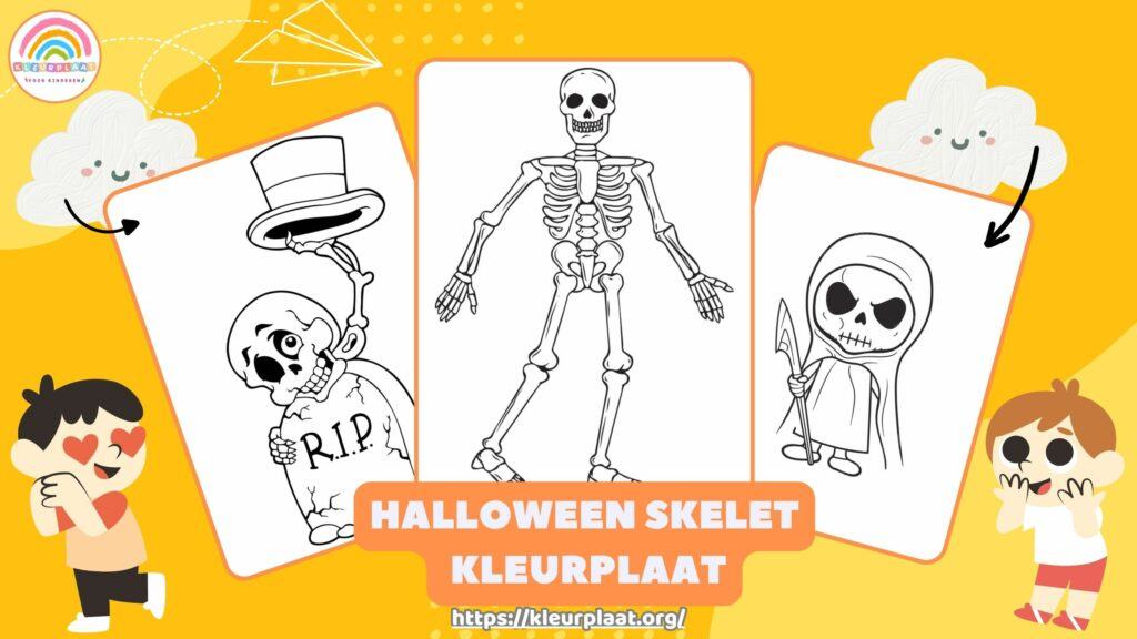 Kleurplaat Halloween Skelet