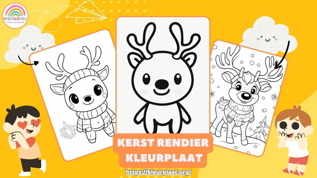 Kleurplaat Kerst Rendier