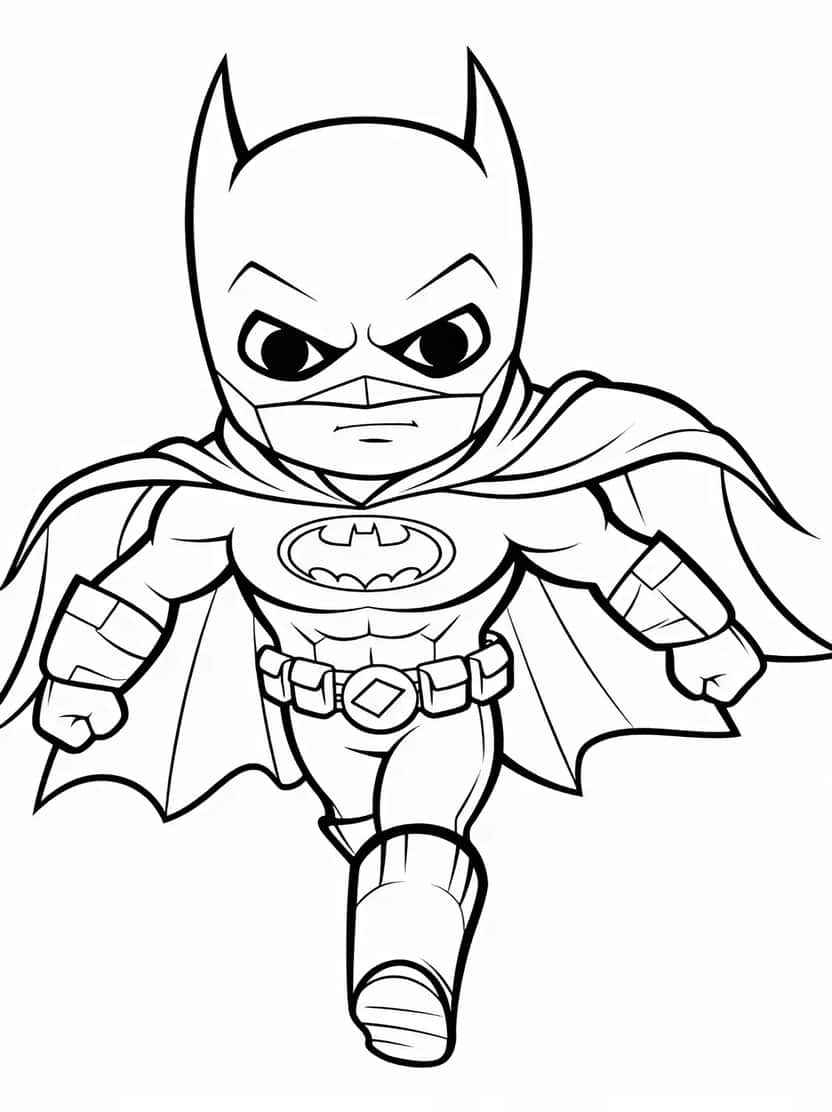 Kleurplaat Marvel Batman Chibi