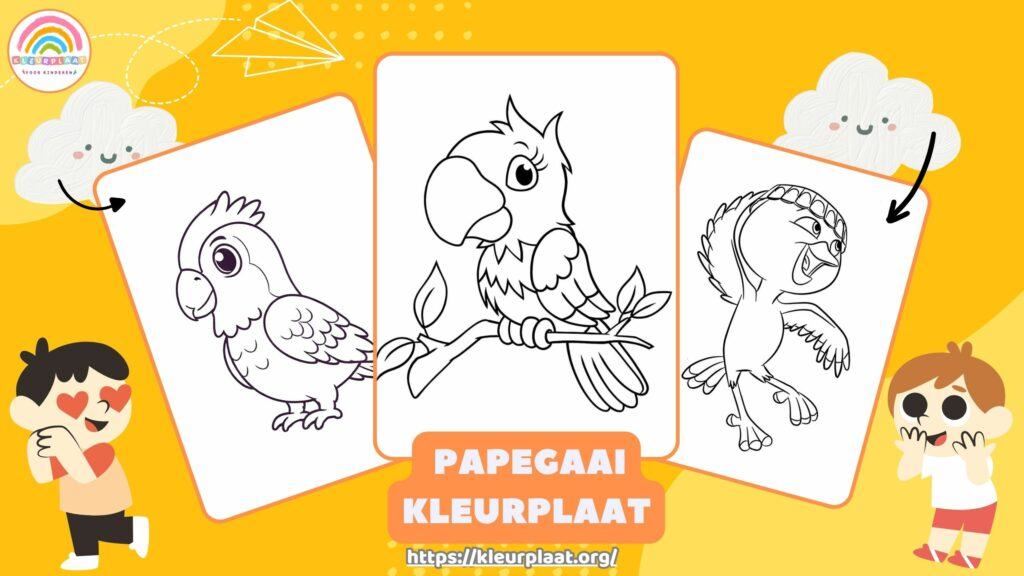 Kleurplaat Papegaai