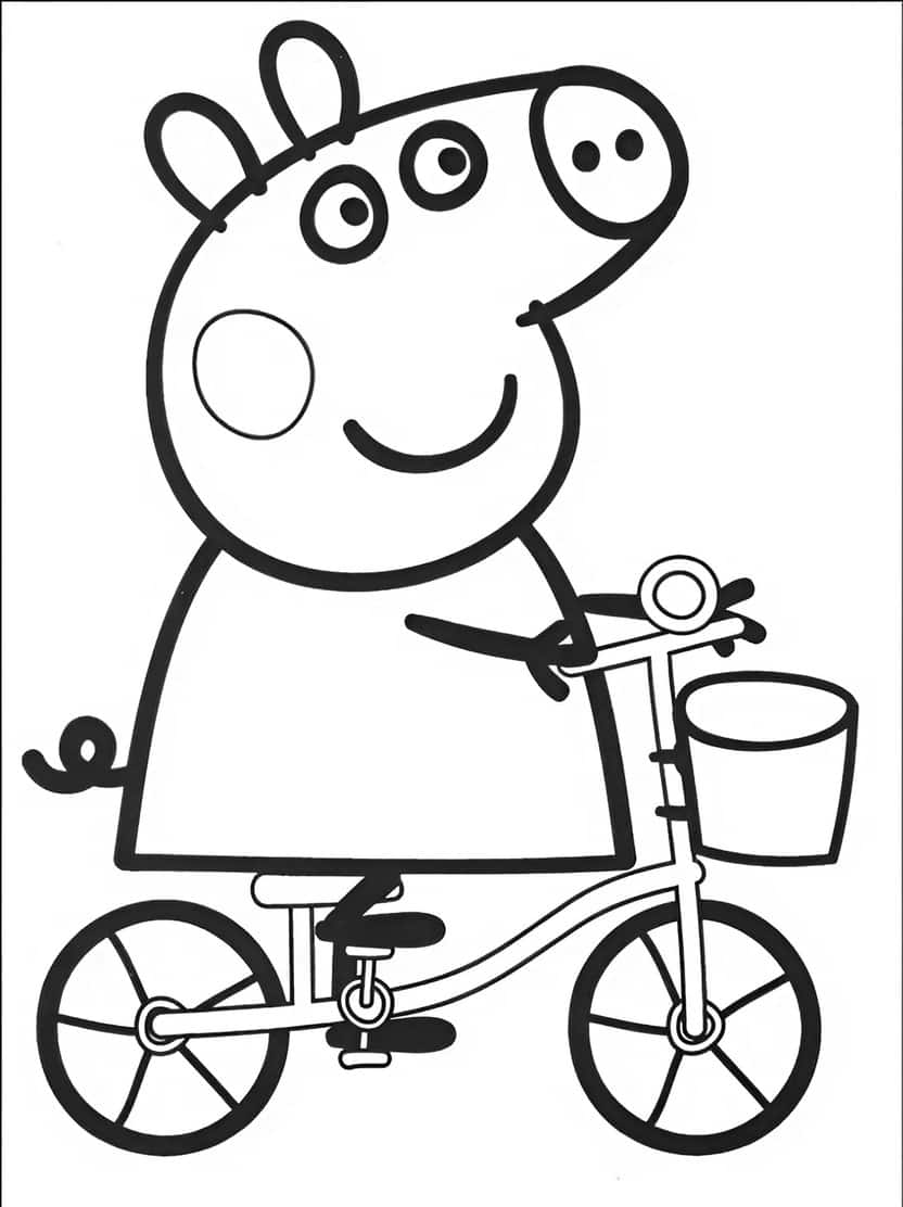 Kleurplaat Peppa Pig Fietsen